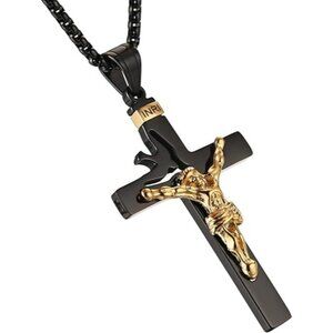 Black Dove Holy Land Gift Cross Crucifix Pendant Necklace Chain